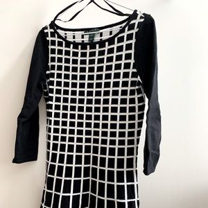 Black and white checkered knit dress